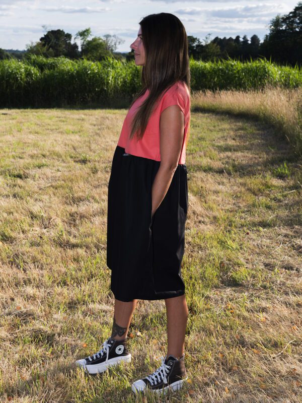 Fovi Clothing - Coral & Black - Block Dress - Short