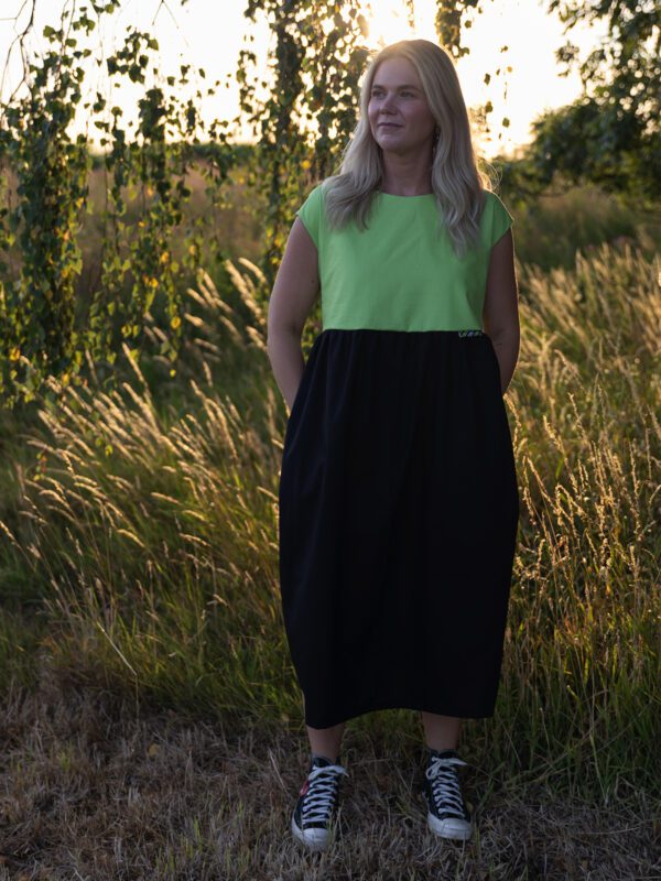 Fovi Clothing - Lime & Black - Block Dress - Long